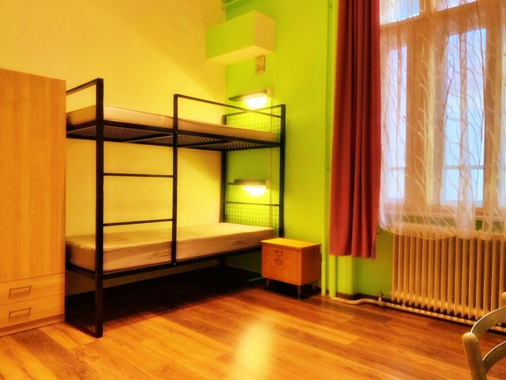 Spacious bedroom with stylish design elements.