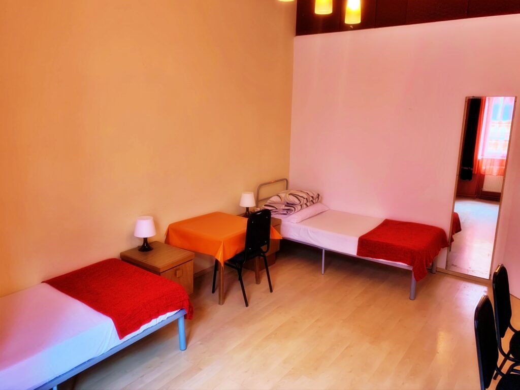 Modern bedroom interior with bright décor.
