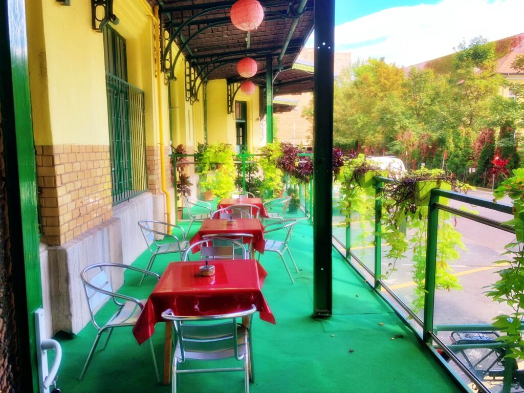 terrace with tables