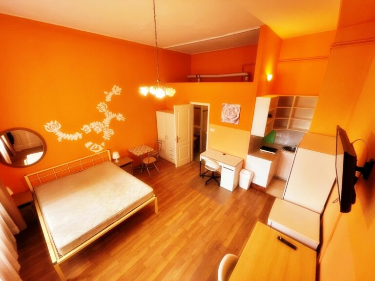 Modern bedroom interior with stylish décor.