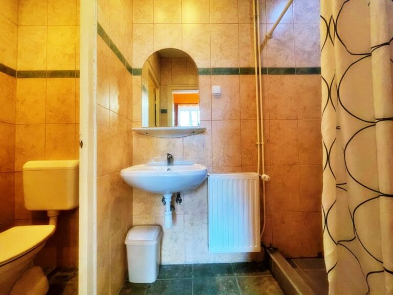 Modern bathroom with sleek design elements.