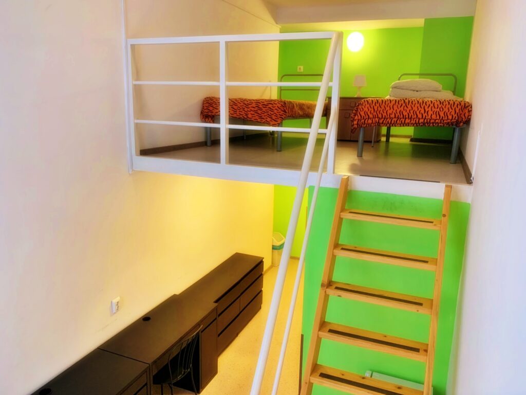 Modern bedroom interior with bright décor.