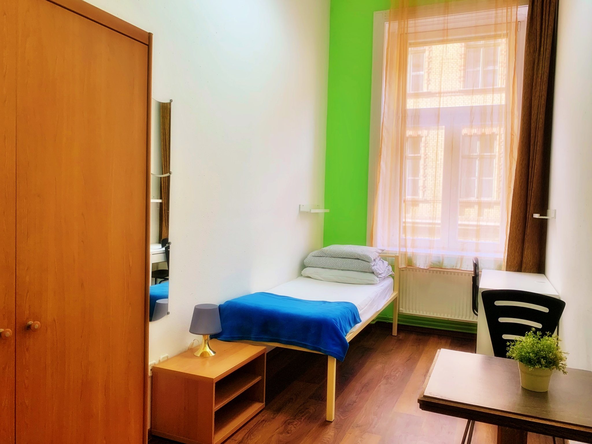 Modern bedroom interior with bright décor.